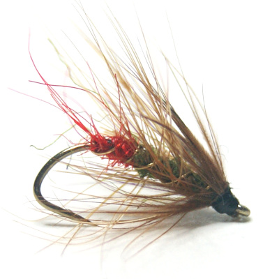 softhackles.blog - palmered hackle wet fly - Green Peter